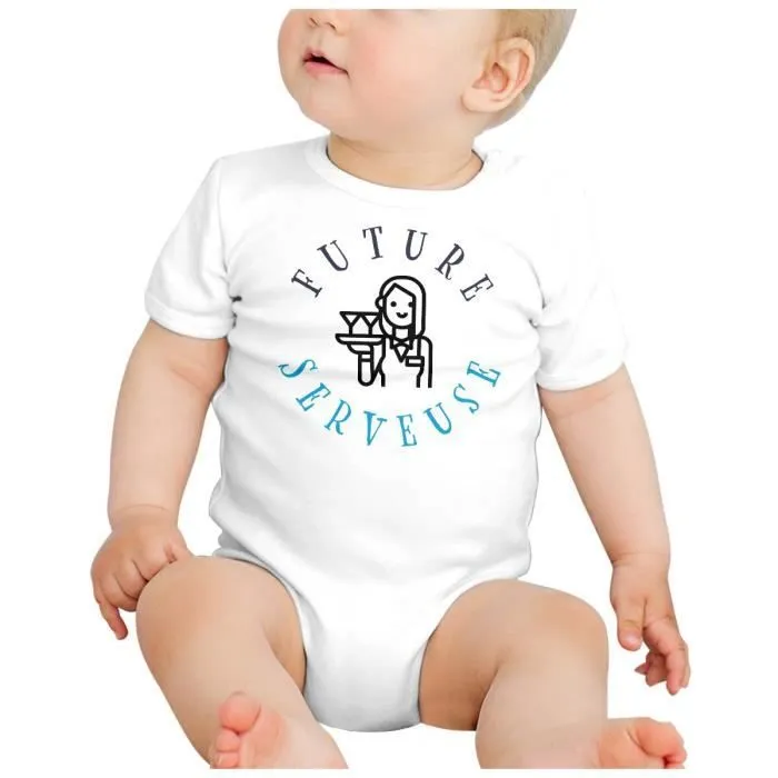 Body Bébé Manche Courte Blanc Future Serveuse Métier Service Restaurant Bar-1