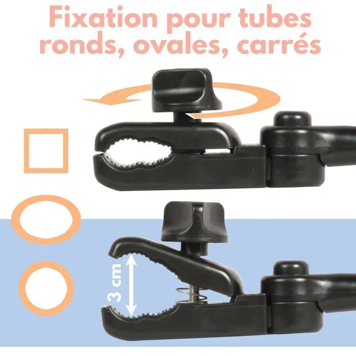 Ombrelle Bambisol - OMBT BE NOIR - Ombrelle Poussette Universelle Anti UV | UPF 50+, Double Articulation | Noir BE-2