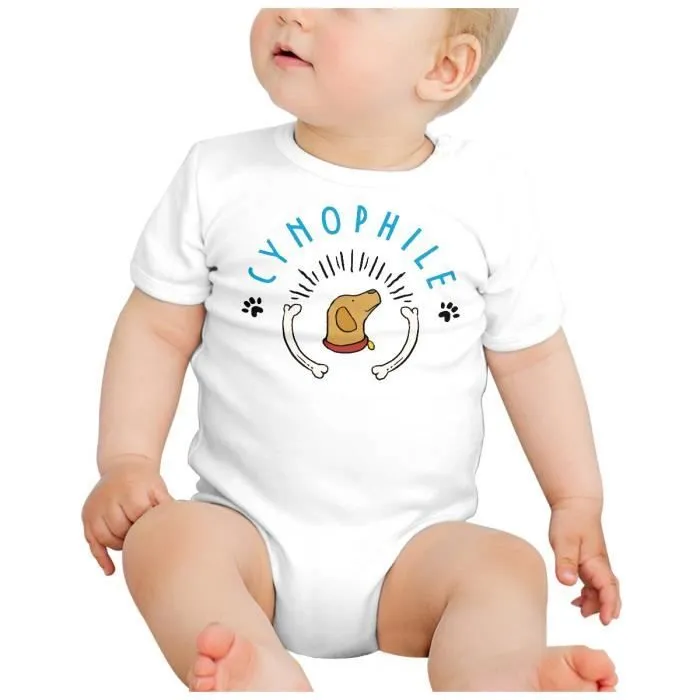 Body Bébé Manche Courte Blanc Cynophile Chien Chiot Animaux de Compagnie-1