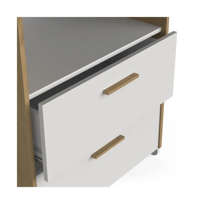 Commode avec table d'allaitement - Naili - Blanc - 2 tiroirs - Design contemporain - Meuble de chambre-2