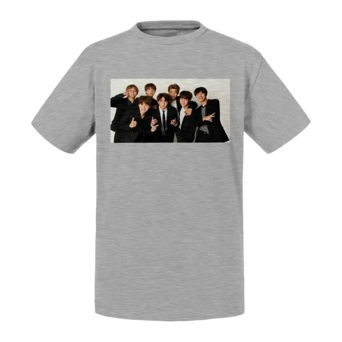 T-shirt Enfant Gris BTS Idol Jimin Jeon Jungkook Kpop Stars Coree-0