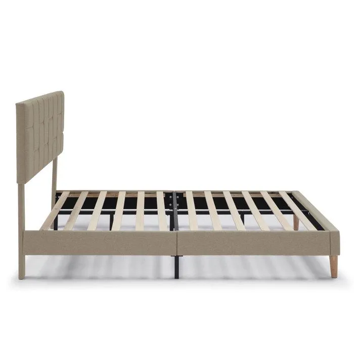 Cadre de lit plateforme Sorni capitonné 30 cm, 90x190 cm, Beige-3
