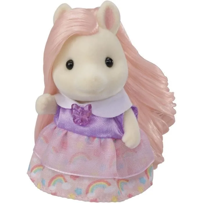 Coiffeuse Fille Poney - SYLVANIAN FAMILIES - Joy aux cheveux roses - Accessoires de coiffure inclus-1