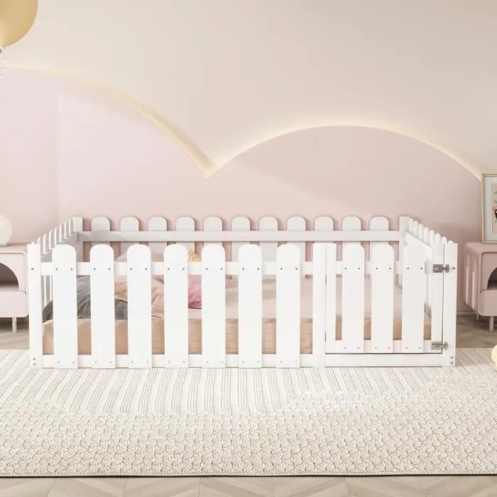 Lit évolutif - Blanc - 140x200cm - Bois massif - Design enfant - Sans sommier-1