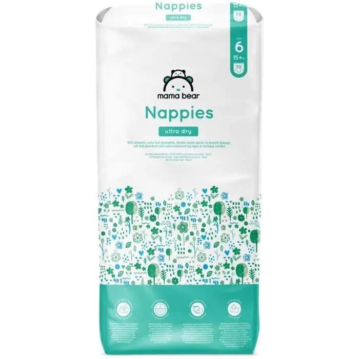 Mama Bear Marque - 140 Couches bébé ultra absorbantes - Taille 6 (15+ kg) - Nouvelle version - 5400606983434-2