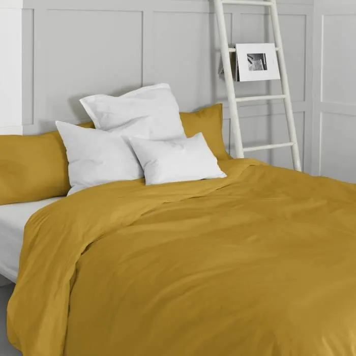 Housse de couette - BASIC - 140x200 - Coton - Moutarde - Uni-2