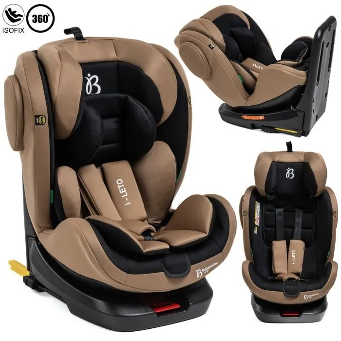 BEBELISSIMO - Siège auto Isofix - pivotant 360 ° - 40-150cm - 0-36kg - i-size - Leto - beige - protections latérales-0