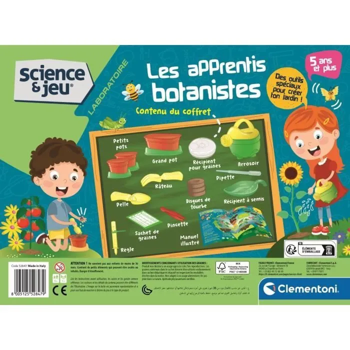 CLEMENTONI - Apprentis botanistes - Coffret scientifique - Découvrire le monde de la botanique - Outils de jardinage - Dès 5ans-3