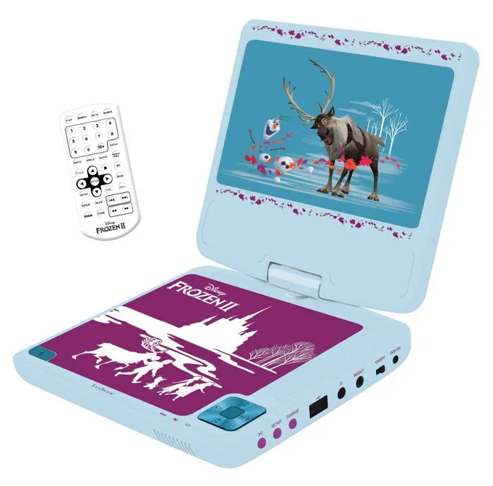 Lecteur DVD portable avec écran rotatif 7""et port USB, écouteurs Reine des Neiges-0