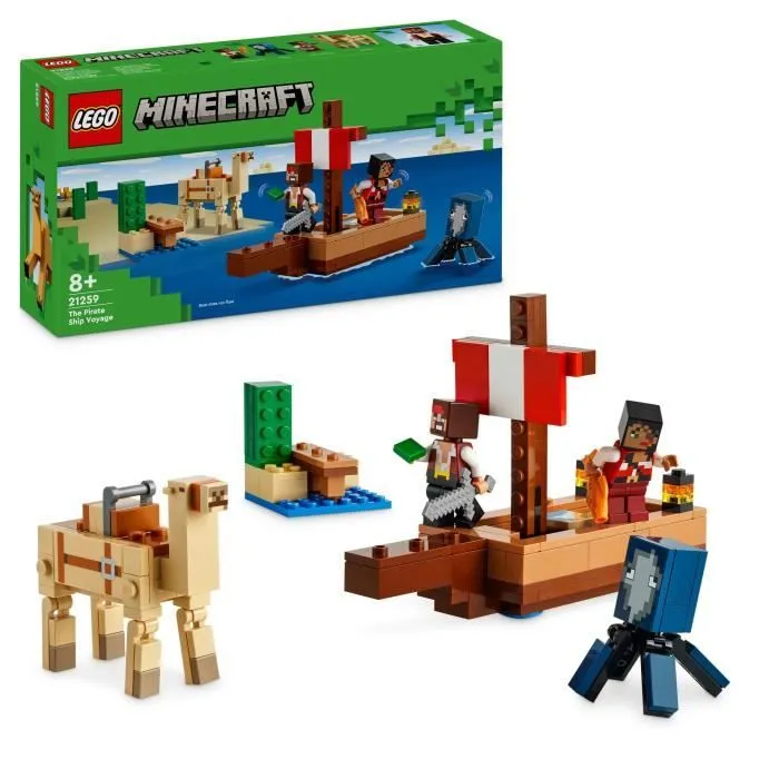 LEGO® Minecraft® 21259 Le Voyage du Bateau Pirate, Set de Construction et d'Exploration-0