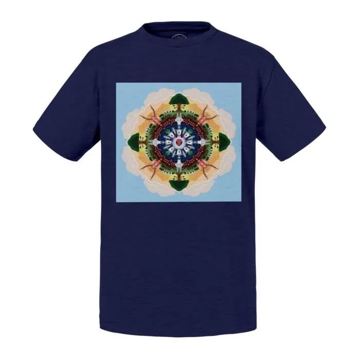 T-shirt Enfant Bleu Mandala Princesse Mononoke Film Anime Japon-0