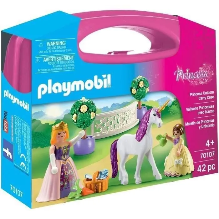 PLAYMOBIL 70107 Valisette Princesses avec licorne, 44 pièces, Dès 4 ans-5
