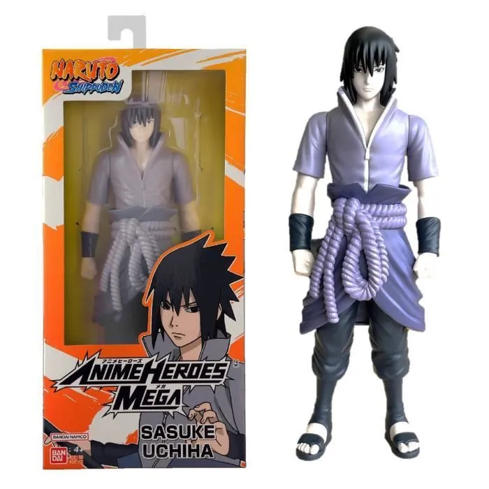 Grande Figurine articulée - BANDAI - Anime Heroes - Naruto Shippuden - Figurine Anime Heroes Mega 30 cm - Sasuke Uchiwa-0
