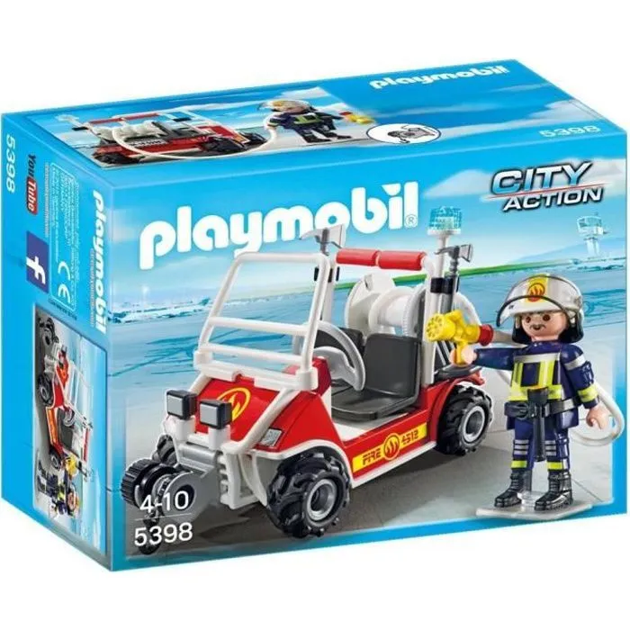 PLAYMOBIL - City Action - Chef des Pompiers avec Voiturette - Quad avec treuil et lance incendie-0