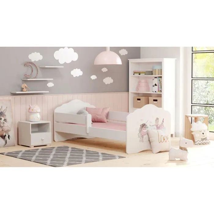 Lit enfant Nala - 160x80 cm - Bois - Matelas inclus - Barrière mobile - Sécurisé-4