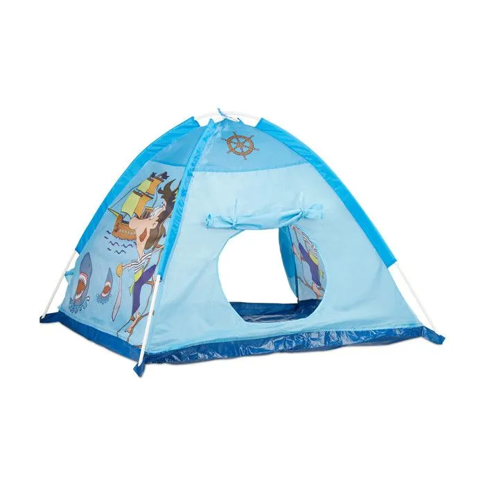Relaxdays Tente enfant intérieur garçon fille tente de jeu Pirate extérieur pop-up 3 ans HxlxP:90 x 118 x 115 cm, bleu-2