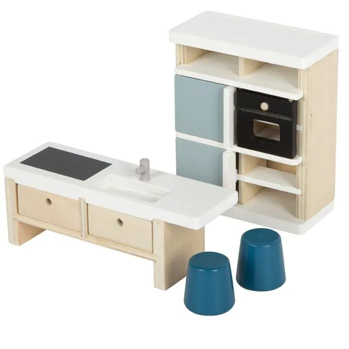 Mobilier maison de poupées - Small foot company - Cuisine - 11 pièces - Beige - À monter soi-même-1