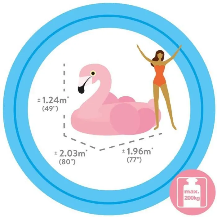 Bouée gonflable Flamant Rose Géant 2m - INTEX - Chevauchable - 2 poignées de maintien-1
