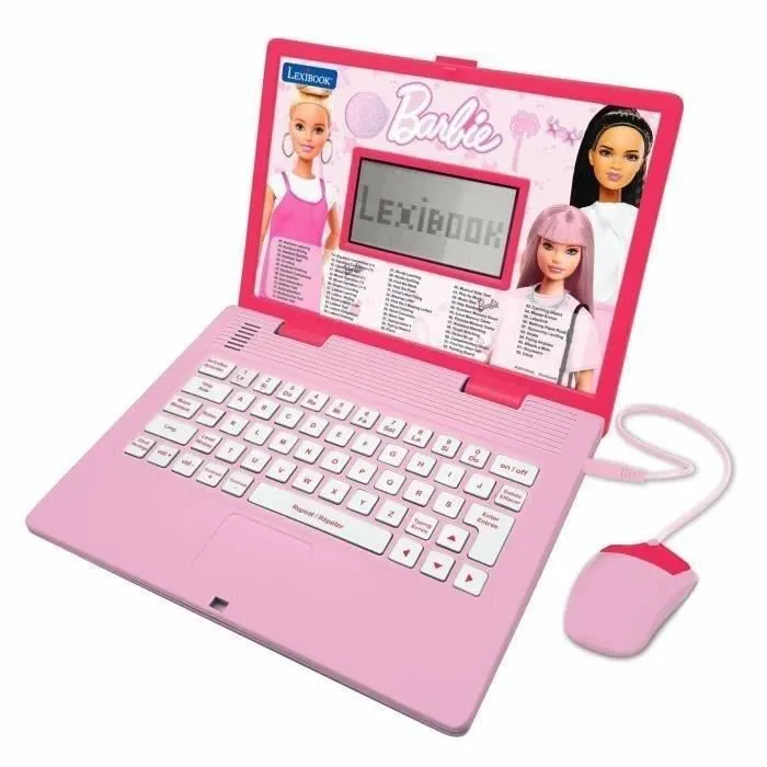 Ordinateur éducatif bilingue Barbie - LEXIBOOK - 124 Activités - Enfant - Rose et blanc-0