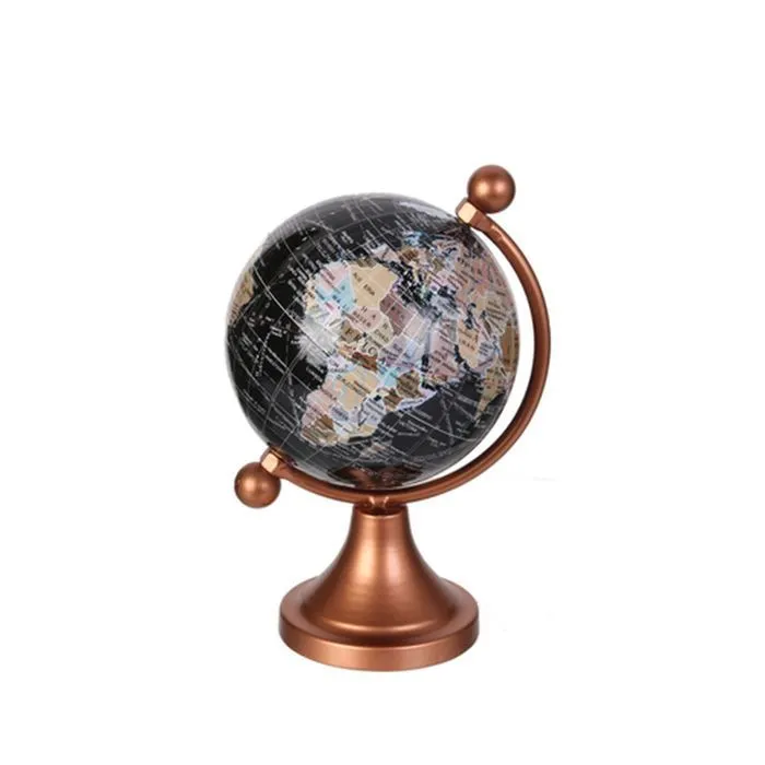 The Home Deco Factory - Globe terrestre en métal - H.14cm - Marron cuivré-0