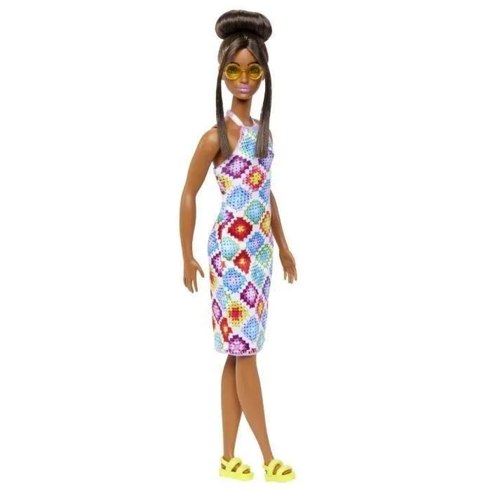 Barbie Fashionistas 210 avec bun et robe crochet dos nu - Poupée Mannequin -BARBIE - HJT07 - POUPEE MANNEQUIN BARBIE-5