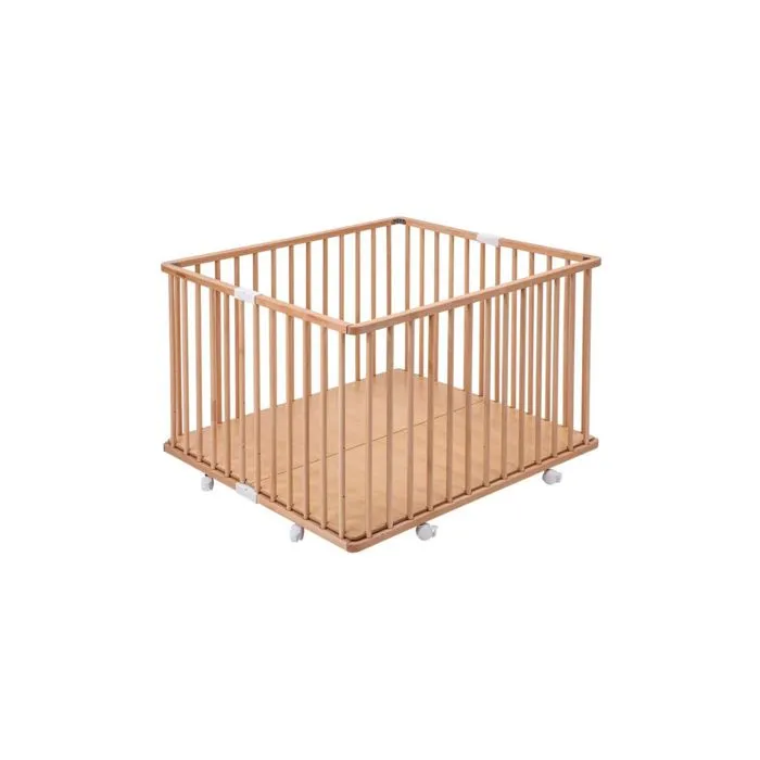 Parc bébé pliant en bois Combelle Gaby - Plancher réglable et roulettes - 92x88x67 cm-0