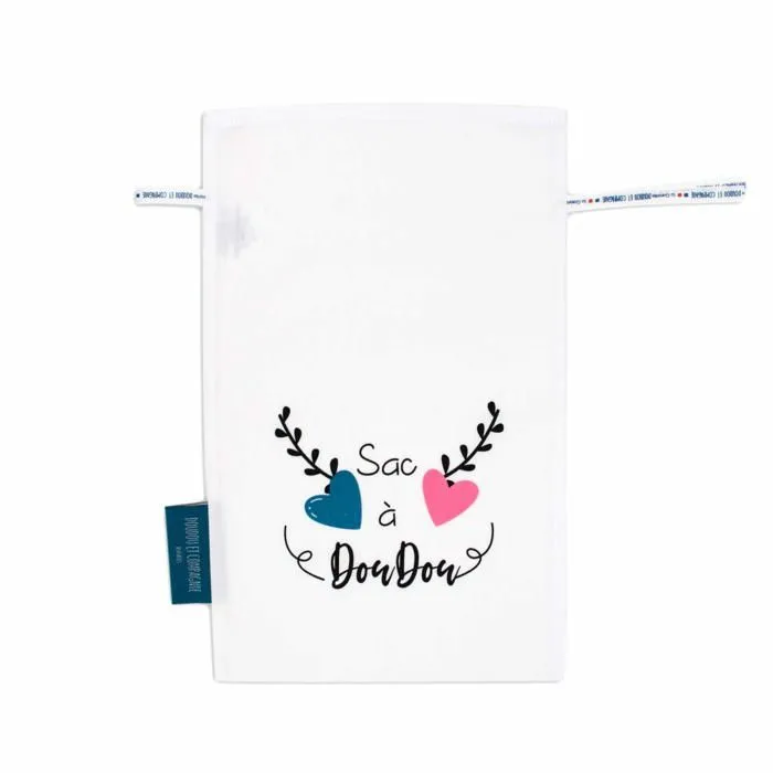 Peluche Doudou et compagnie - DC3765 - Sac A Doudou - Sac Lavage - Sac Coton - Sac Pour Masque - 22 x 35 cm - Blanc-1