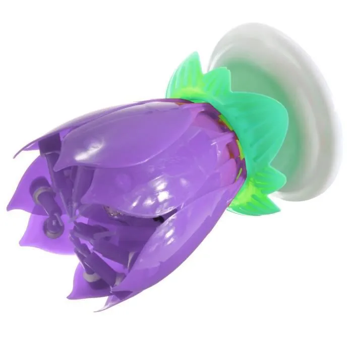 U Bougie Anniversaire Fleur Musical Lotus Rotatif Soireé Gâteau Mariage Pourpre-1