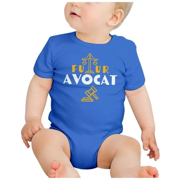 Body Bébé Manche Courte Bleu Futur Avocat Métier Justice-1