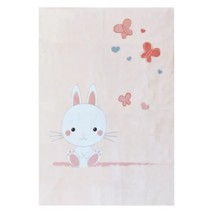 Plaid lapinou - DOMIVA - Rose - 100X140 cm - Microfibre 100% polyester 320g/m2 - Pour bébé-0