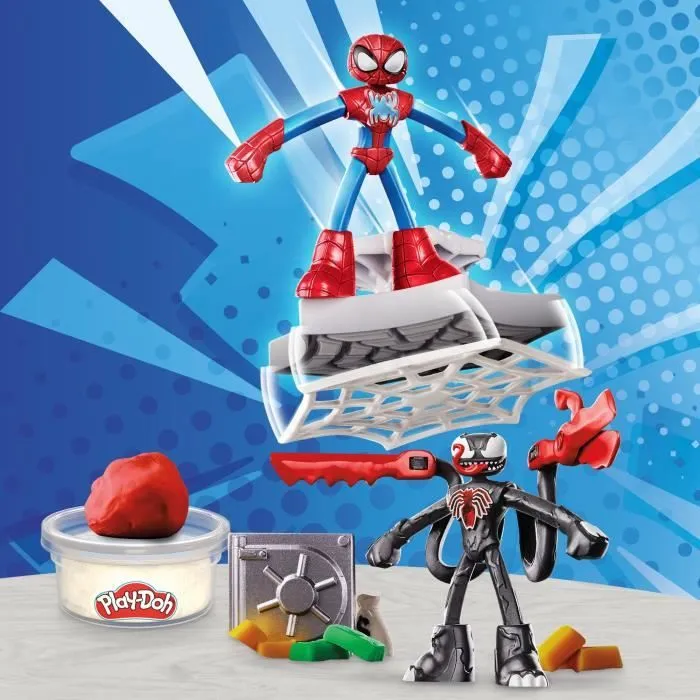 Play-Doh Spider-Man, coffret Attaque tranchante avec 2 figurines flexibles, 7 accessoires et pâte à modeler, dès 4 ans, Marvel-3