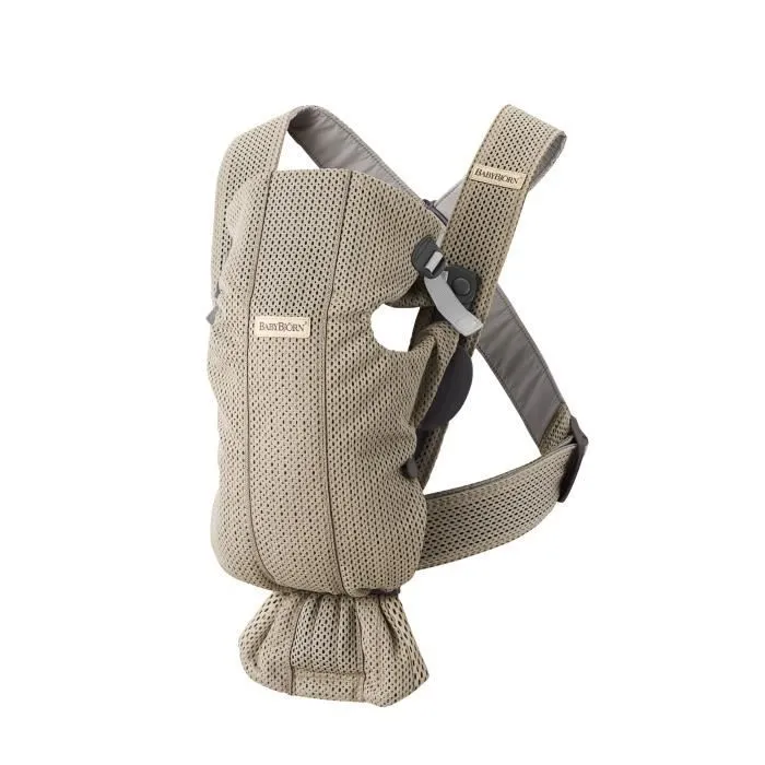 Porte-bébé Mini - BABYBJORN - 3D Mesh - Gris Beige - Physiologique - Mixte-0