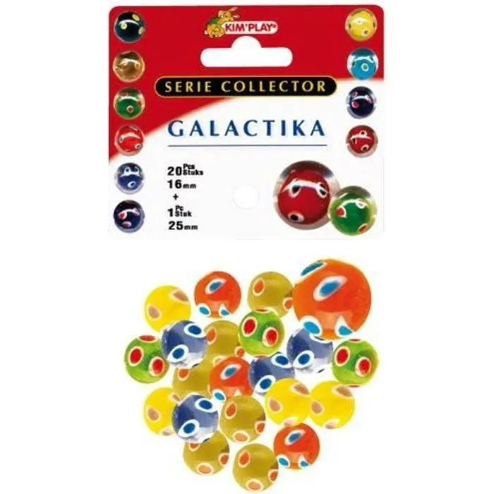 Lot de 20 billes Galactika et 1 calot KIM PLAY pour enfant à partir de 3 ans-0