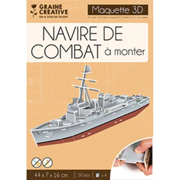 Maquette 3D Navire de Combat - Carton Mousse - Montage Sans Colle-0