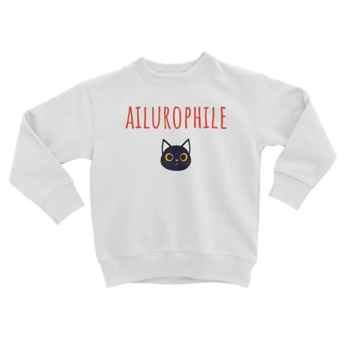Sweatshirt Enfant Ailurophile Passion Chat Amour Chaton Dessin-0