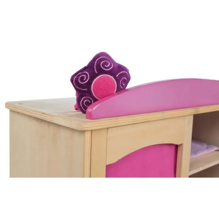 Armoire de Poupée Happy Fee - ROBA - Penderie et Étagère - Bois Naturel / Rose-2