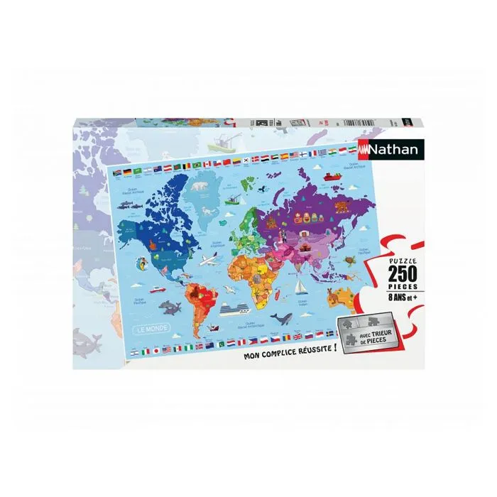 Puzzle 250 pièces : Carte du monde Coloris Unique-0