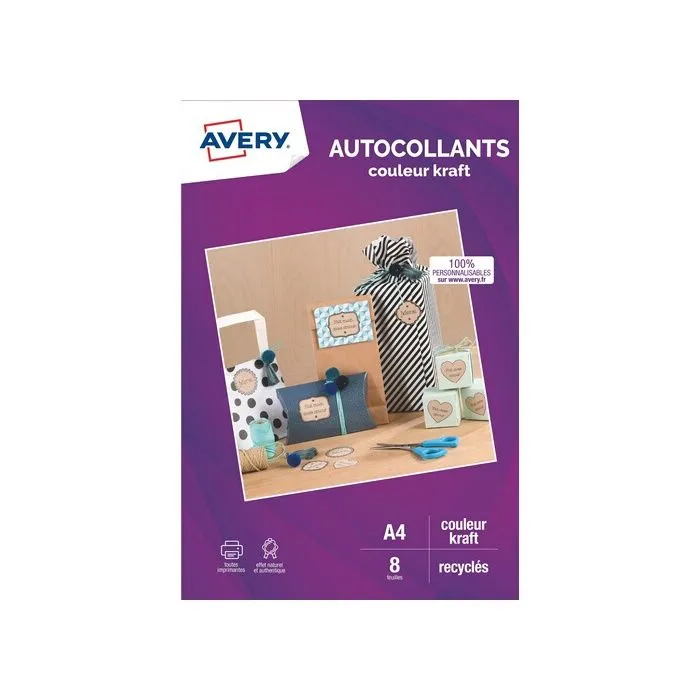 Papier AVERY 8 Autocollants kraft 19,96x-0