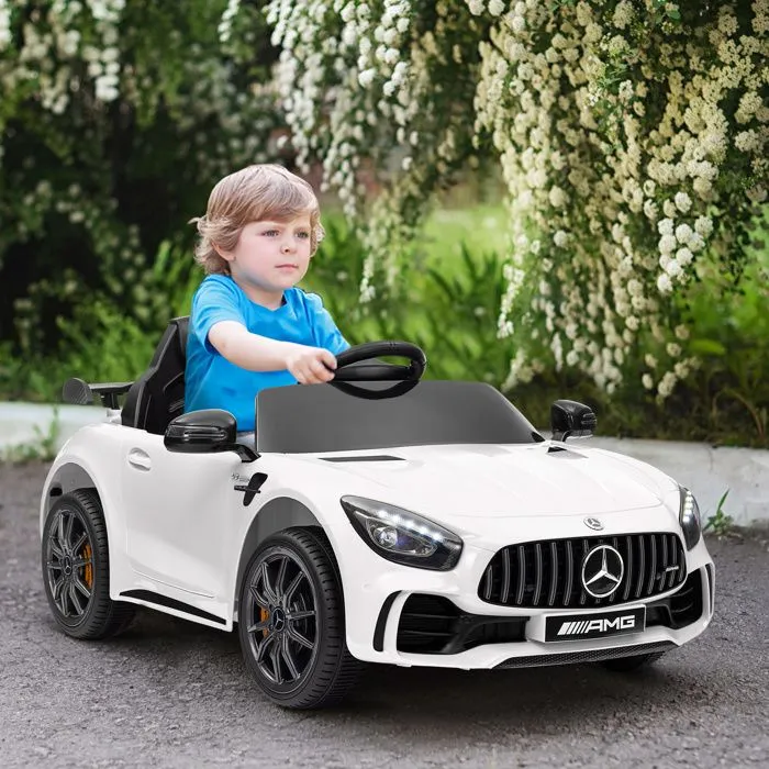 Voiture électrique enfants - AIYAPLAY - sous licence Mercedes-Benz AMG GTR - 12V - télécommande 2,4G - max. 5 km/h - phares - blanc-2