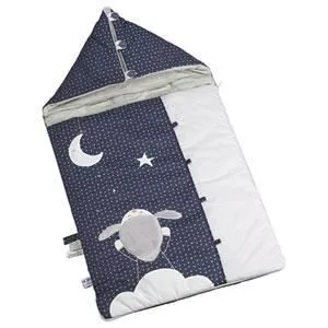 Nid d'ange bébé nomade Mouton - Sauthon - Merlin - Bleu indigo et gris perle - 0 à 3 mois-1