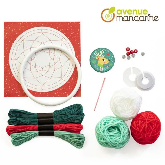 Boîte créative avec pompons - Attrape-rêves de Noël - L 23 x H 4 x l 16 cm-1