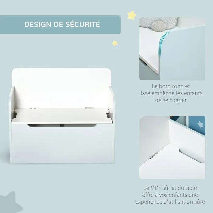 Coffre à jouets - HOMCOM - Banc de rangement en bois - Vérin pneumatique - Blanc-4