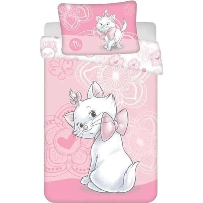 Parure de Lit - Disney - Marie Cat - Coton - Housse de Couette 100x135 cm - Taie 40x60 cm-0