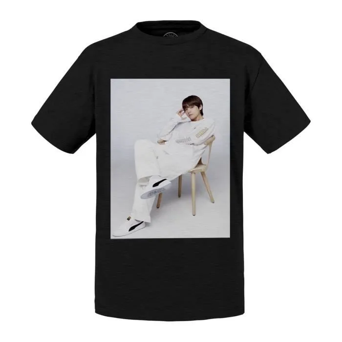 T-shirt Enfant Noir BTS Pub Marque de Vetement K pop Star Groupe-0