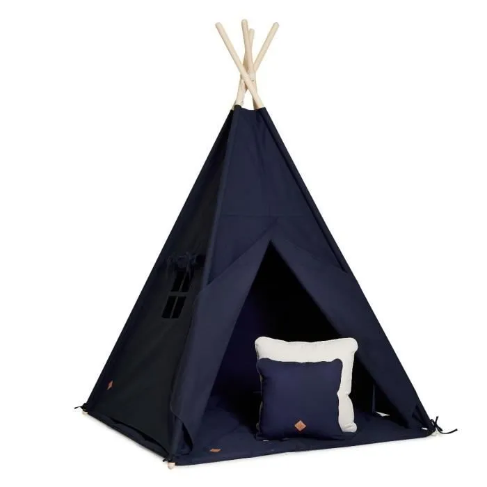 Tente Tipi + Tapis + Coussins - Navy Blue-0
