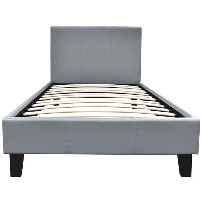 Lit "Lina" - 90 x 190 cm - Gris clair-1