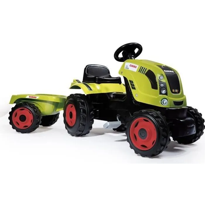 Tracteur à pédales Farmer XL + Remorque - SMOBY - CLAAS - Siège ajustable - Capot ouvrant - Vert-0
