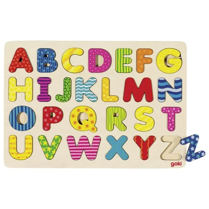 Puzzle Alphabet en bois - GOKI - Pour Enfant - Moins de 100 pièces - Mixte-1
