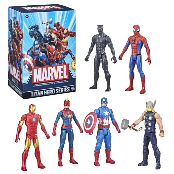 Pack 6 figurines Avengers de 30 cm, Marvel Titan Hero Series Multipack Titan Hero, dès 4 ans-0