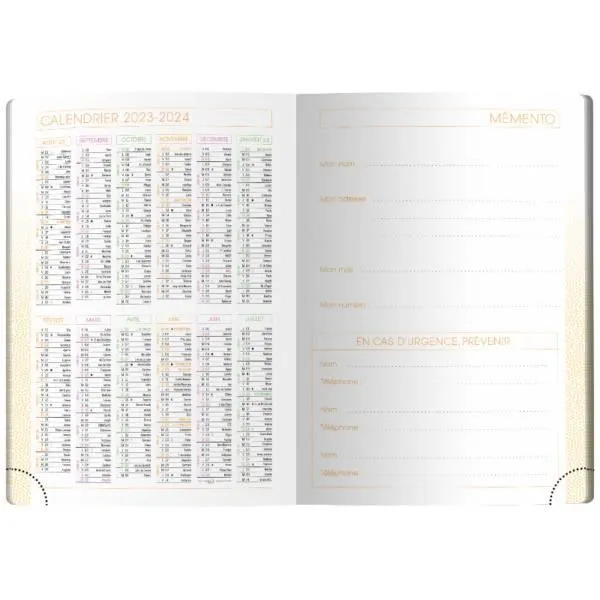 Agenda scolaire - Jaune citron - 2023/2024 - 1 page par jour - Couverture souple - Coins détachables-1
